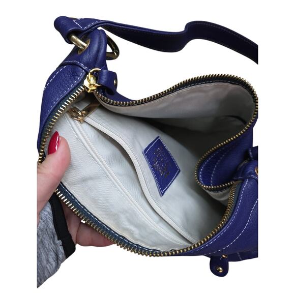 Bruno Rossi Firenze Pegasus Royal Blue Purple Italian Leather Crossbody PurseBag - Picture 7 of 7